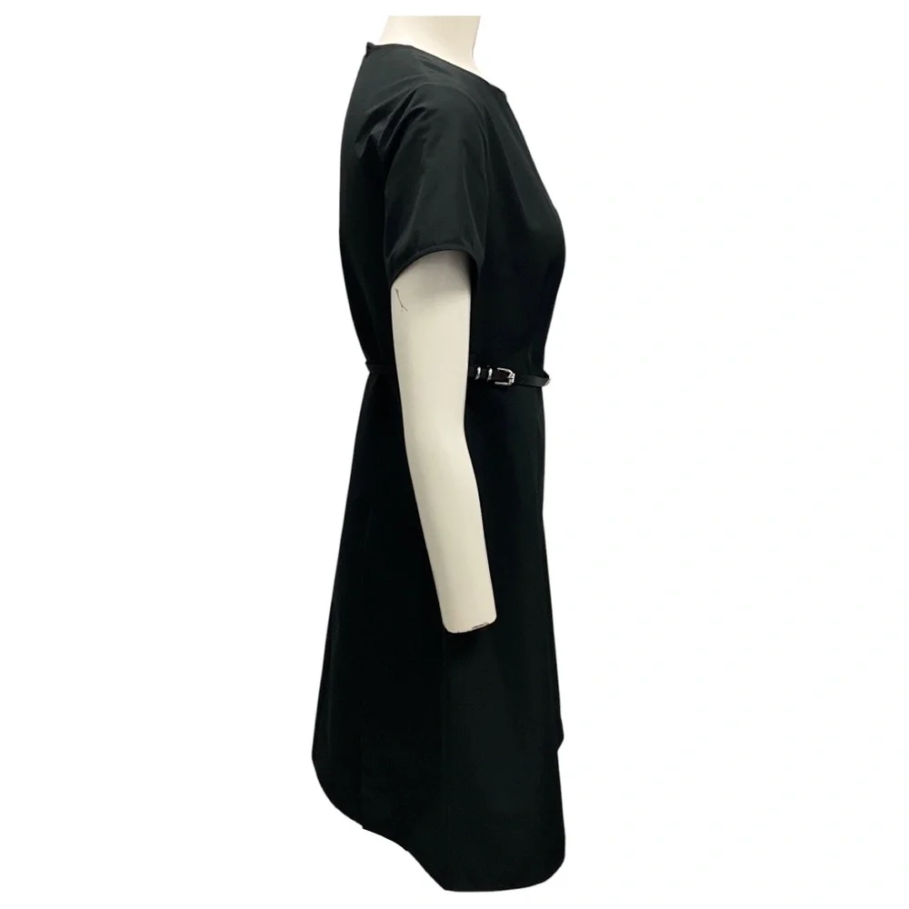GIVENCHY BLACK VOYOU SHORT SLEEVED MIDI DRESS WITH BELT - Picture 2 of 5